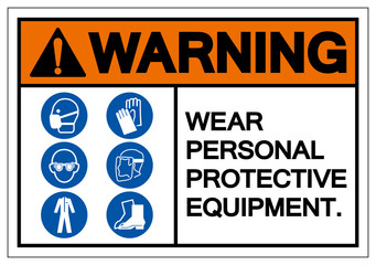 Fototapeta premium Warning Personal Protective Equipment Symbol Sign ,Vector Illustration, Isolate On White Background Label. EPS10