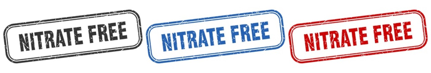 nitrate free square isolated sign set. nitrate free stamp