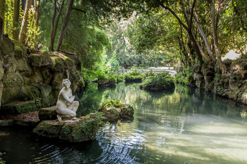The bath of Venus at English Garden is one of the most scenic corner of Caserta Royal Palace. Caserta, Italy