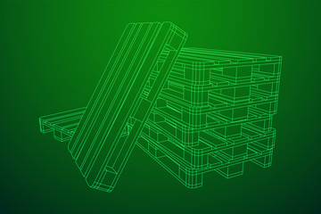 Cargo pallet for warehouse. Logistics shipping concept. Wireframe low poly mesh vector illustration.