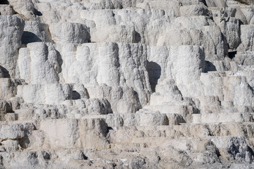 Close up, abstract view of mineral hot springs terraces of Mammoth Hot Springs in Yellowstone National Park