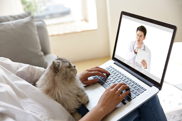 young asian woman receiving an online diagnosis using tele-medicine network