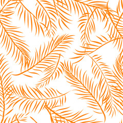 Fototapeta na wymiar Hawaiian Palm Trees Tropical Orange Floral Pattern On white Background. Tropical Flower Seamless repeat patterns