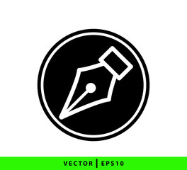 Fountain pen icon vector logo design template