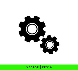 Gear icon flat style illustration trendy