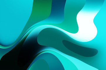 Fluid abstract background with colorful gradient. 2D illustration of modern movement.
