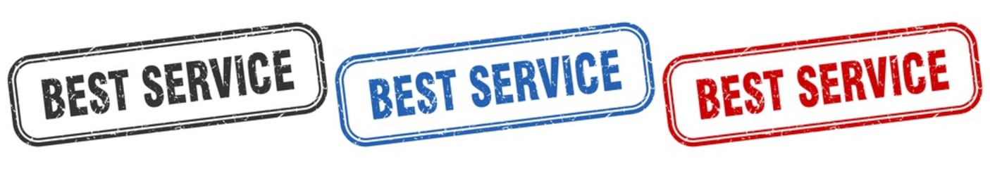 best service square isolated sign set. best service stamp