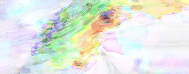 Watercolor strokes on surface. Artistic background image. Abstract painting on canvas. Brushstrokes. Contemporary art. Colorful texture of hand made artwork. Modern painting.