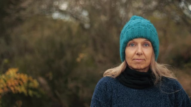 Aunty ready for cold morning routine jog at Cordoba Spain woods
