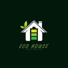 Eco House Logo Design Symbol Template Flat Style Vector Illustration