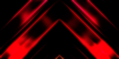 Abstract shining geometric lights background. Fractal symmetric graphic illustration. Intersecting glowing and shimmering bars.