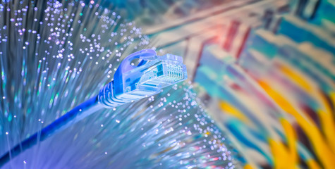network cable with fiber optical background