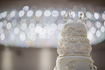 Beautiful wedding cake with blur background
