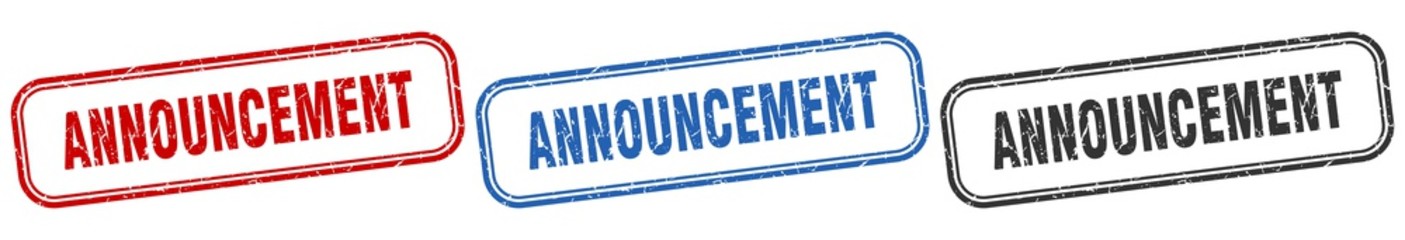 announcement square isolated sign set. announcement stamp