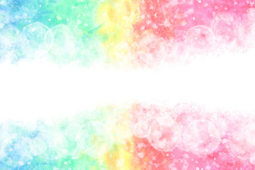 カラフル 空 雲 虹 水彩 背景