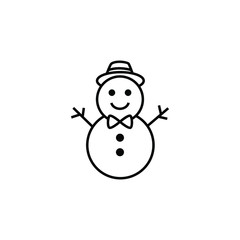snowman thin icon isolated on white background, simple line icon for your work.