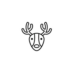 deer head thin icon isolated on white background, simple line icon for your work.