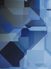 Layers of colorful and vibrant geometrical shapes. Digital illustration of a tech layout. Futuristic design template.