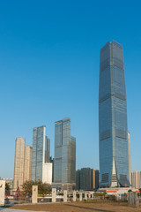 Fototapeta na wymiar High rise modern office buiding in Hong Kong city
