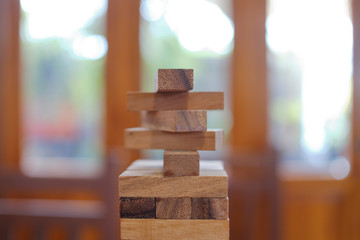 Fototapeta na wymiar building wood blocks, plan and strategy 