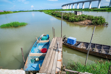 Fototapeta premium Jiwei Fish Pond in Nansha District, Guangzhou, China