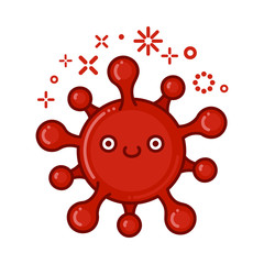 kawaii smiling corona virus cartoon