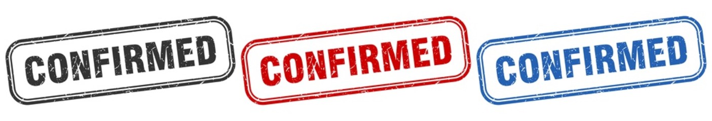confirmed square isolated sign set. confirmed stamp