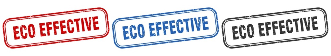 eco effective square isolated sign set. eco effective stamp