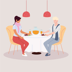 couple having dinner in the restaurant, romantic dinner