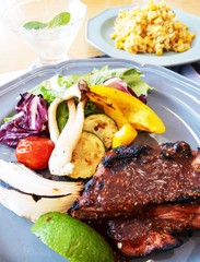 lunch!! grilled spareribs with vegetables
