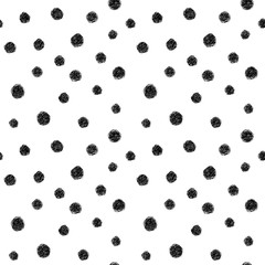 Seamless pattern. Shapeless circles and dots of different sizes.