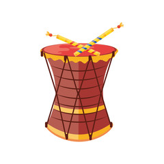 Obraz premium happy navratri, drum and sticks on white background
