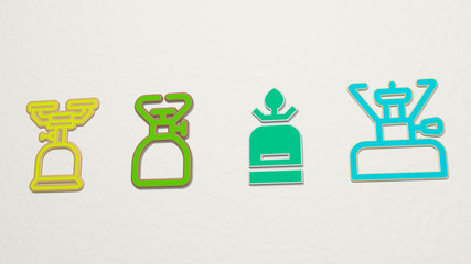 camping gas 4 icons set, 3D illustration