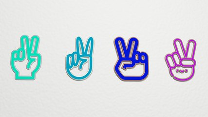 Obraz premium VICTORY 4 icons set, 3D illustration for background and celebration