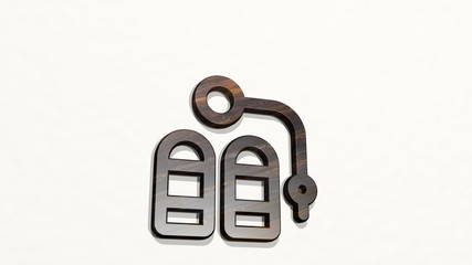 DIVING OXYGEN TANK 3D icon on the wall, 3D illustration for blue and background