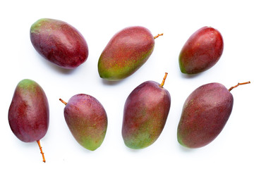 Tropical fruit, Mangoes on white background.