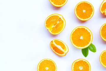 High vitamin C, Juicy and sweet. Fresh orange fruit on white.