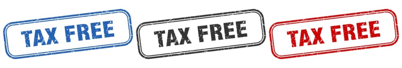 tax free square isolated sign set. tax free stamp