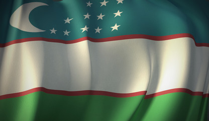 Flag of Uzbekistan. 3D rendering of flag background of Asian countries. National Flag Series Illustration.