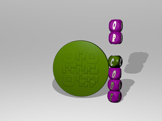 qr code text beside the 3D icon, 3D illustration for business and background