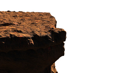 cliff stone isolated on white background, top of the mountain
