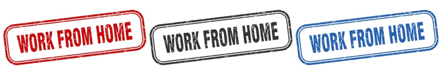 work from home square isolated sign set. work from home stamp