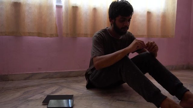 writer close hid pen and take some sleep