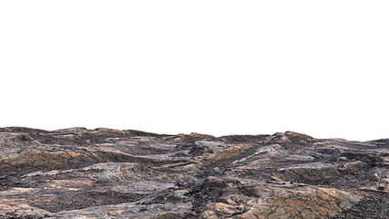 rocky cliff isolated on white background, edge of the mountain 