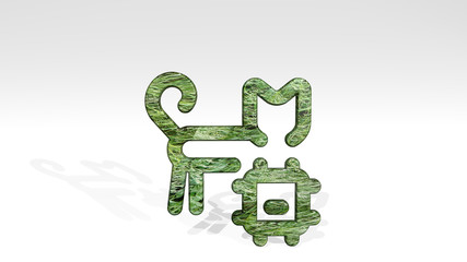 pet tracking cat chip 3D icon standing on the floor, 3D illustration for animal and dog