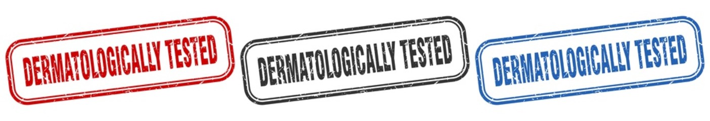dermatologically tested square isolated sign set. dermatologically tested stamp