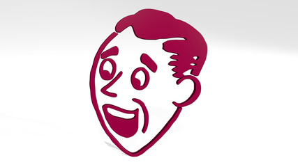 COMIC PORTRAIT OF MAN 3D icon casting shadow, 3D illustration for cartoon and background