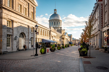 Historical landmark Bonsecours Market in Old Montreal, Quebec, Canada. - 372138388