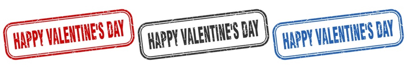 happy Valentine's day square isolated sign set. happy Valentine's day stamp