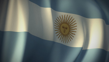 Flag of Argentina. 3D rendering of the flag of the continental states of the Americas. Flag Series Illustration.